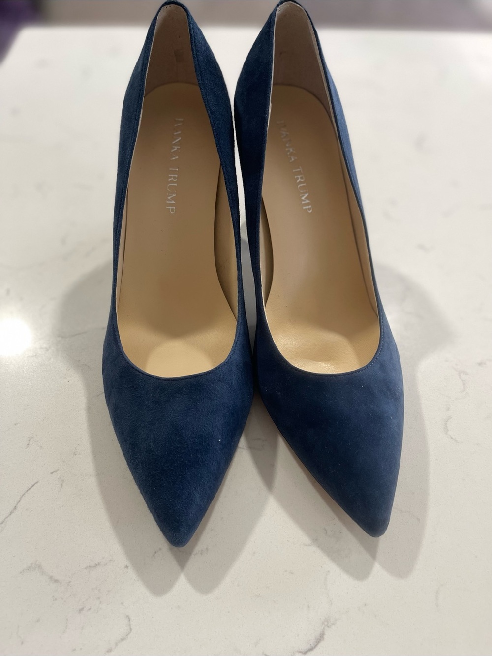 Ivanka Trump Navy Suede Pointed Toe Pumps